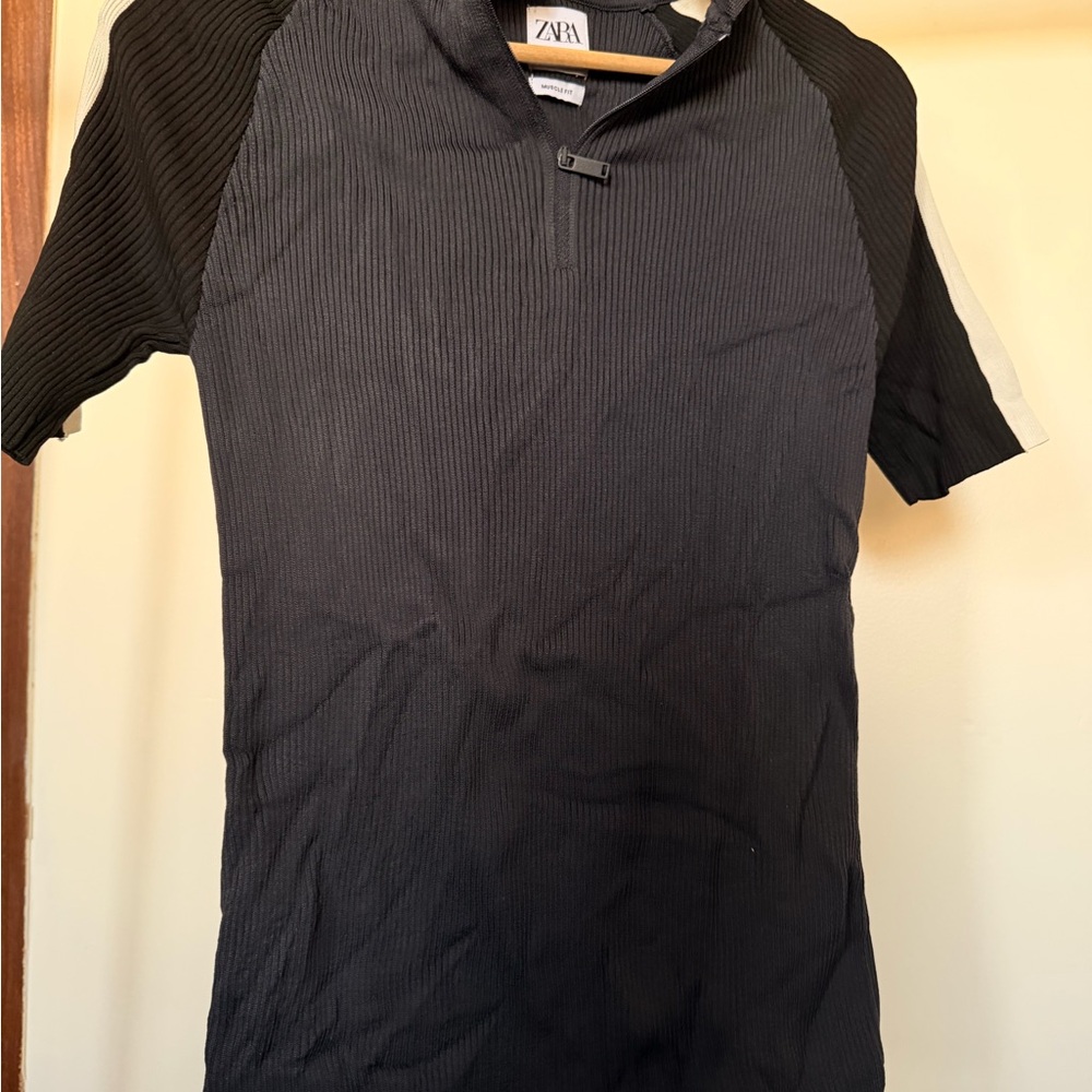 Zara Men's Black Polo Shirt